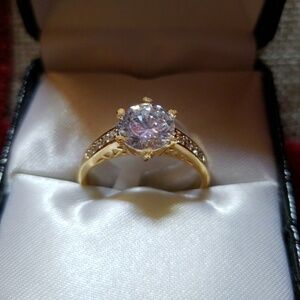White topaz 18K gold filled ring size 9